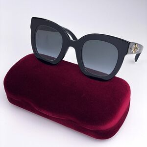 SALE! NEW Gucci  GG0208S 001 Black Gray Mirrored Gradient Square Women